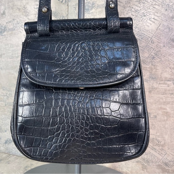 NJY croc embossed leather crossbody bag - Picture 2 of 11